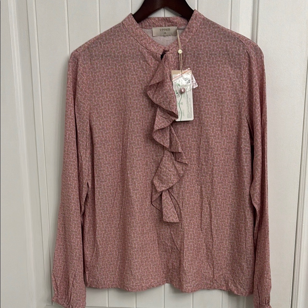 CREAM Pink Ruffled Collar Blouse BNWT